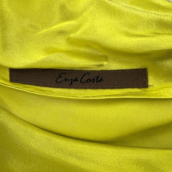 ENZA COSTA Satin Bias Off the Shoulder Top Womens Large 3 Lime Green Shirt NEW - Picture 12 of 16